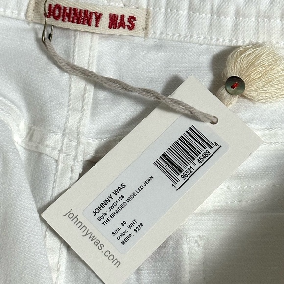 Johnny Was The Braided Wide Leg Jeans White 30 - Picture 8 of 8
